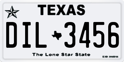 TX license plate DIL3456