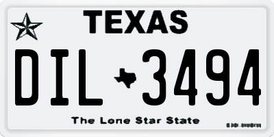 TX license plate DIL3494