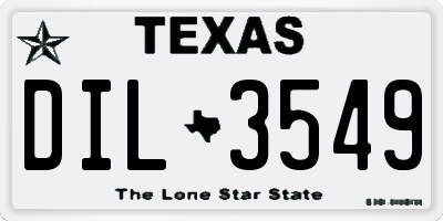 TX license plate DIL3549