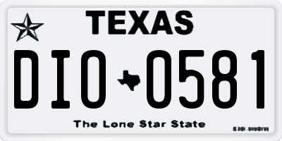 TX license plate DIO0581