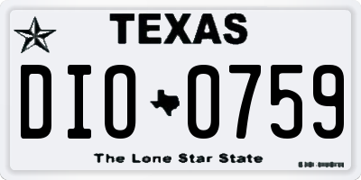TX license plate DIO0759