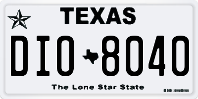 TX license plate DIO8040