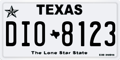 TX license plate DIO8123