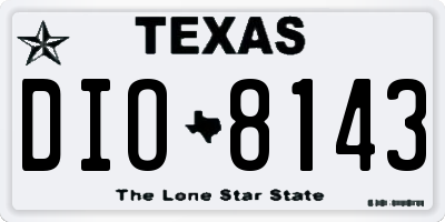 TX license plate DIO8143