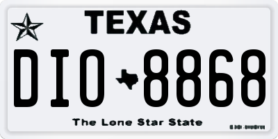 TX license plate DIO8868