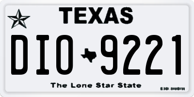 TX license plate DIO9221