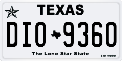 TX license plate DIO9360