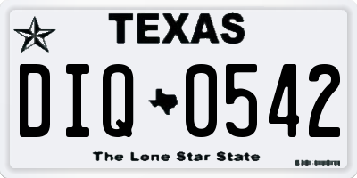 TX license plate DIQ0542