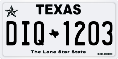 TX license plate DIQ1203