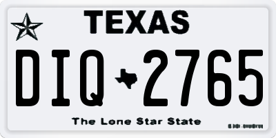 TX license plate DIQ2765