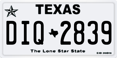 TX license plate DIQ2839