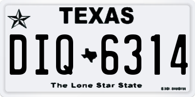 TX license plate DIQ6314