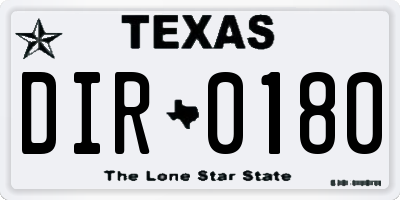 TX license plate DIR0180