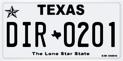TX license plate DIR0201
