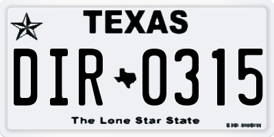 TX license plate DIR0315