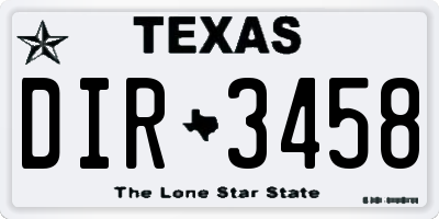 TX license plate DIR3458