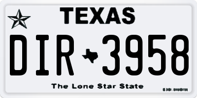 TX license plate DIR3958