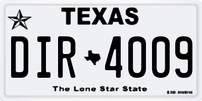 TX license plate DIR4009