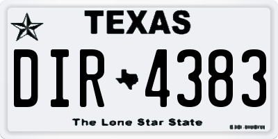 TX license plate DIR4383