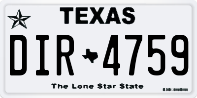 TX license plate DIR4759