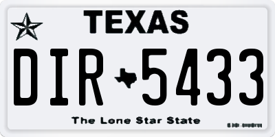 TX license plate DIR5433