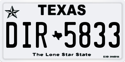 TX license plate DIR5833