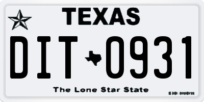 TX license plate DIT0931