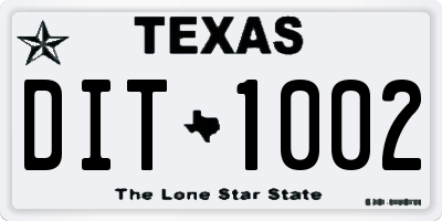 TX license plate DIT1002