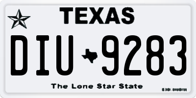 TX license plate DIU9283