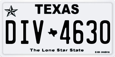 TX license plate DIV4630