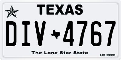 TX license plate DIV4767