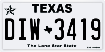 TX license plate DIW3419