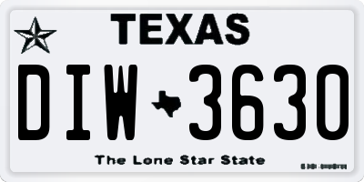 TX license plate DIW3630