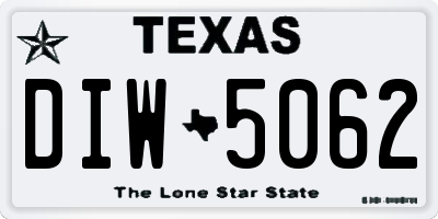 TX license plate DIW5062