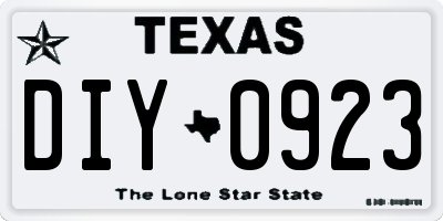 TX license plate DIY0923