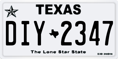 TX license plate DIY2347