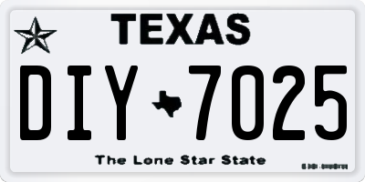 TX license plate DIY7025
