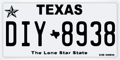 TX license plate DIY8938