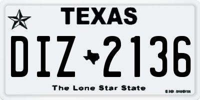 TX license plate DIZ2136
