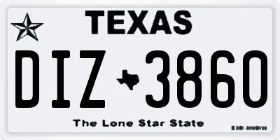 TX license plate DIZ3860