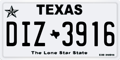 TX license plate DIZ3916