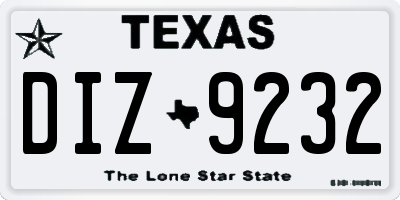 TX license plate DIZ9232