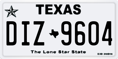 TX license plate DIZ9604