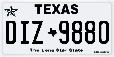 TX license plate DIZ9880