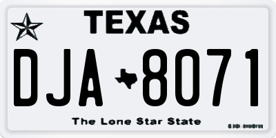 TX license plate DJA8071