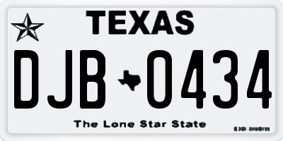 TX license plate DJB0434