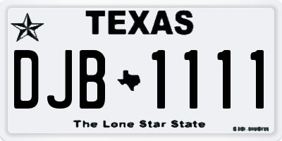 TX license plate DJB1111
