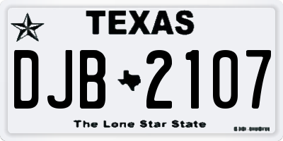 TX license plate DJB2107