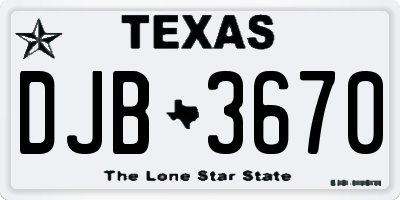 TX license plate DJB3670