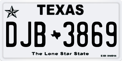 TX license plate DJB3869